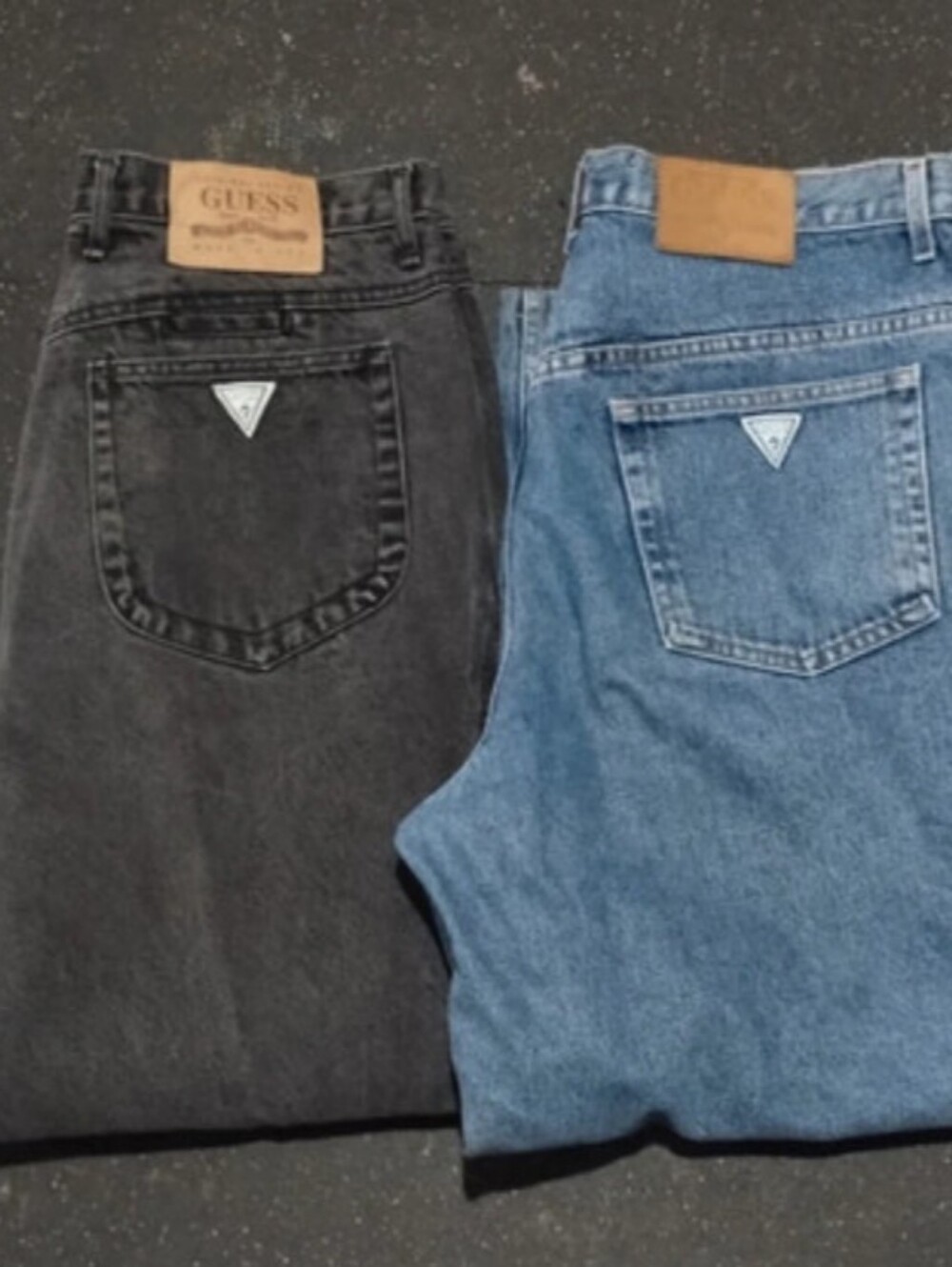 Lot Of 2 Vintage Men's Guess Jeans 38x32     1 Black Pair And 1 Blue Pair